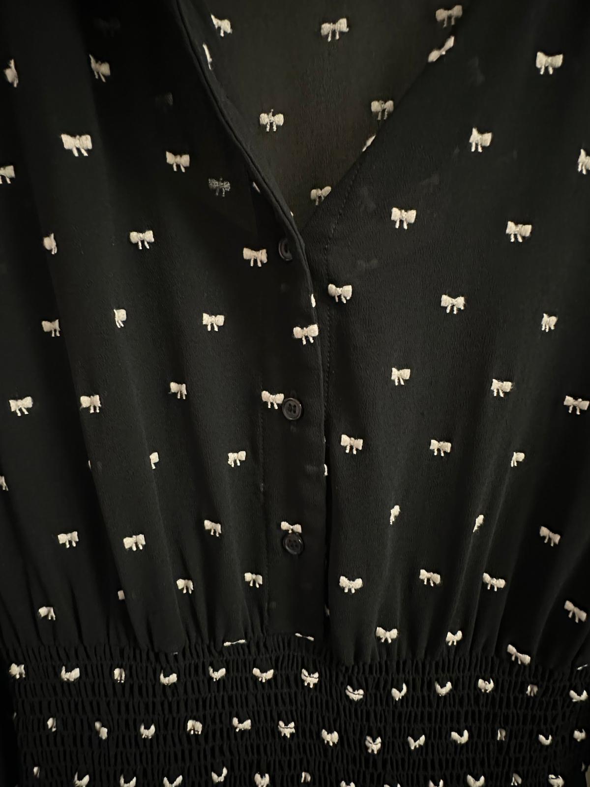 MAJE Dress Black with White Bow Details and Under Slip Size EU 42