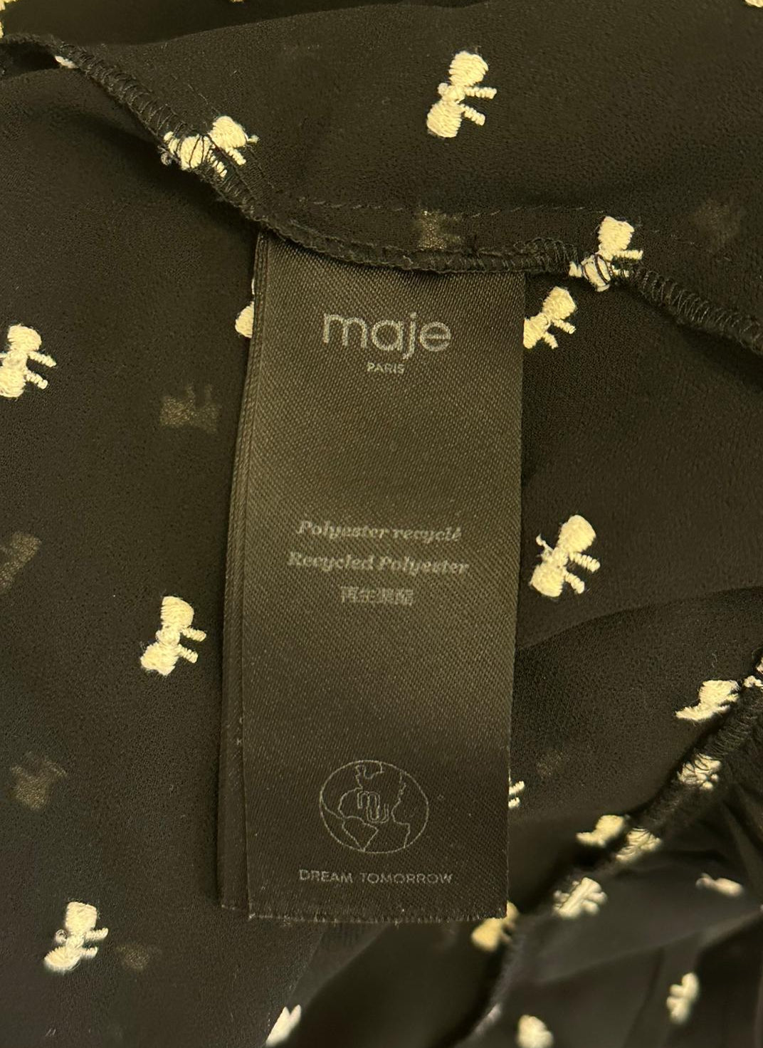 MAJE Dress Black with White Bow Details and Under Slip Size EU 42
