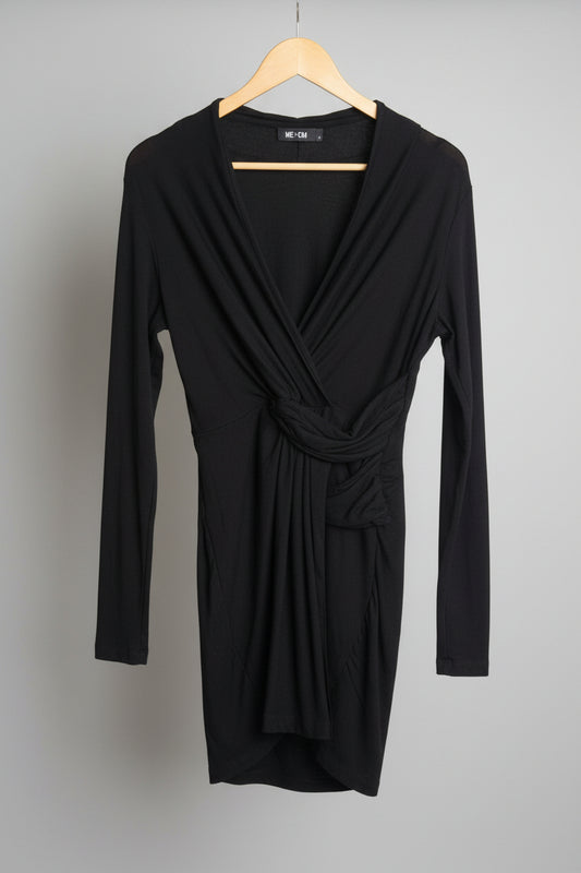 ME + EM Black Dress UK Size 12 - Modal & Elastane - Ruched - Drape
