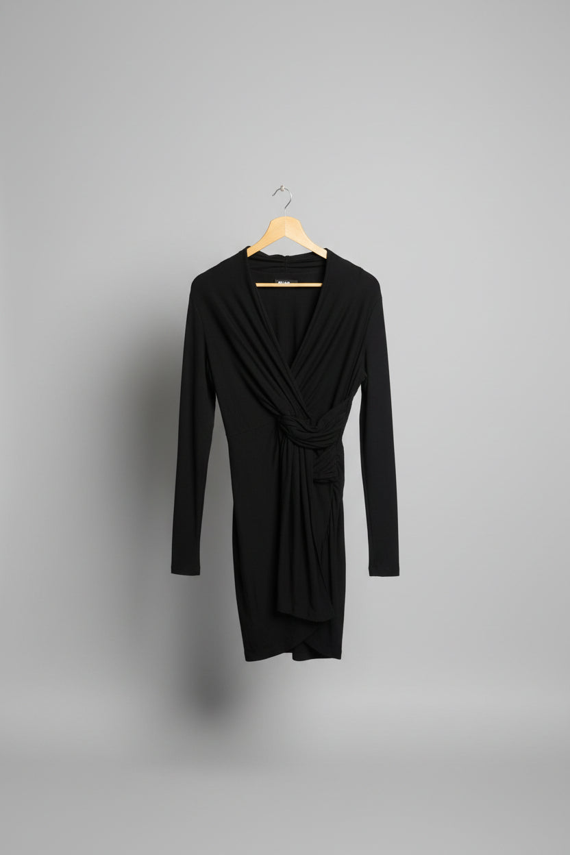 ME + EM Black Dress UK Size 12 - Modal & Elastane - Ruched - Drape