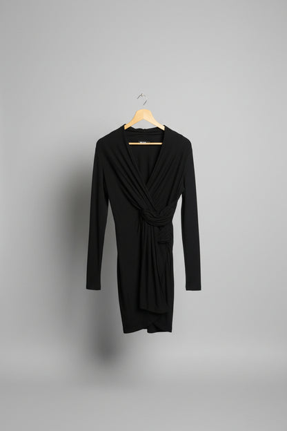 ME + EM Black Dress UK Size 12 - Modal & Elastane - Ruched - Drape