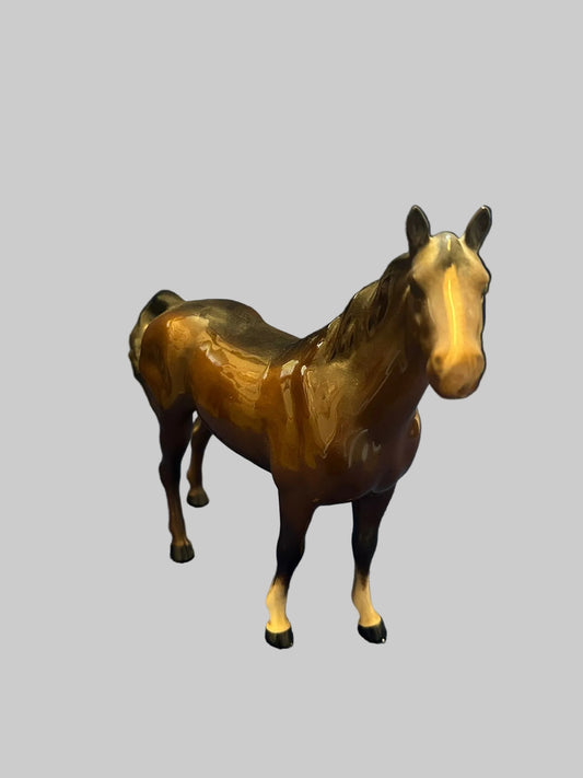 BESWICK HORSE Swish Tail Gloss Brown Vintage Pottery Decor