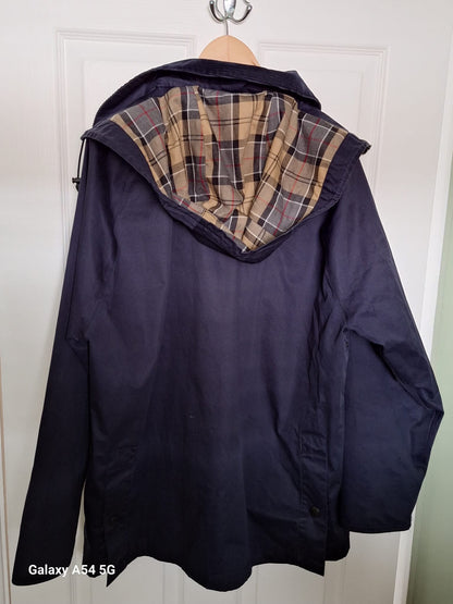 Men's Navy Barbour Waterproof Bedale Jacket Hooded Size XL Very Good Used Condition