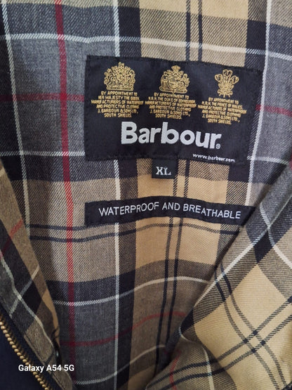 Men's Navy Barbour Waterproof Bedale Jacket Hooded Size XL Very Good Used Condition