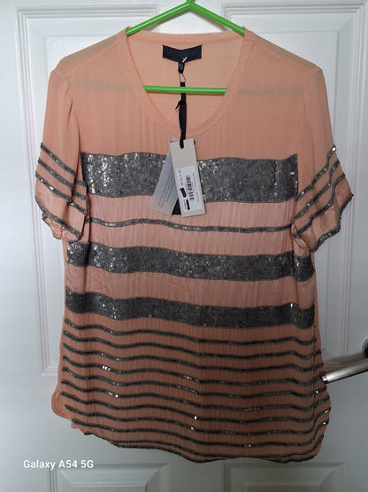 Bastyan Ladies Pink sequin Top New Size 12