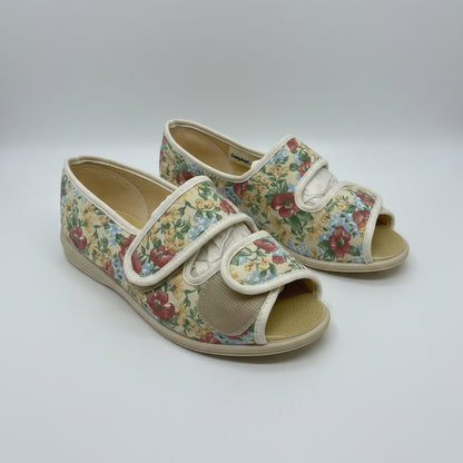 Cosyfeet Women's Slippers 'Millie' UK UK 5 EU 38 Beige & Floral - New in Box