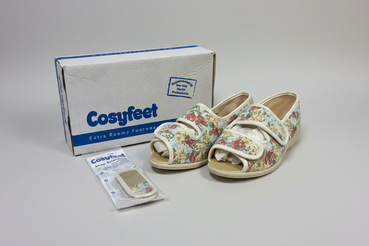 Cosyfeet Women's Slippers 'Millie' UK UK 5 EU 38 Beige & Floral - New in Box