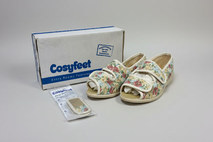 Cosyfeet Women's Slippers 'Millie' UK UK 5 EU 38 Beige & Floral - New in Box