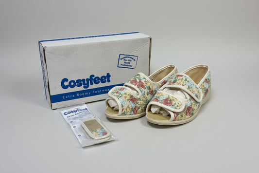 Cosyfeet Women's Slippers 'Millie' UK Size 5 beige floral