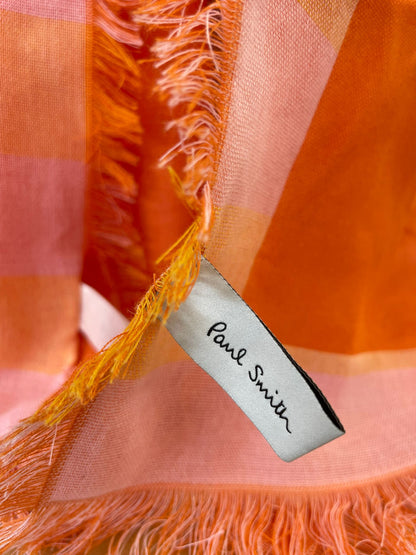Paul Smith Monogramed Scarf - Pink & Orange Print - 80"x26" Cotton - Great Used Condition