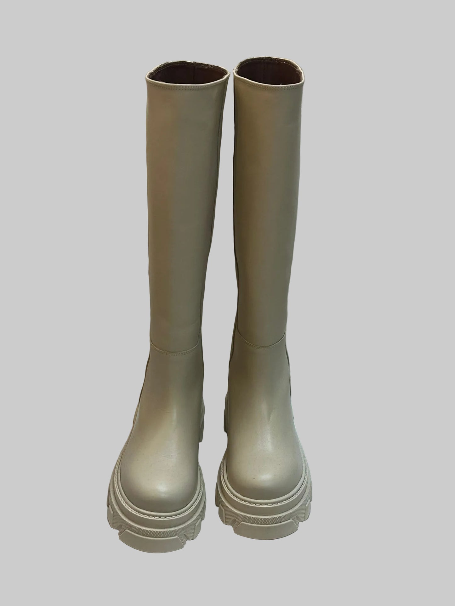 ALOHA Katiuska Cream Leather Knee-High Boots Eu 37 UK 4 RRP £200