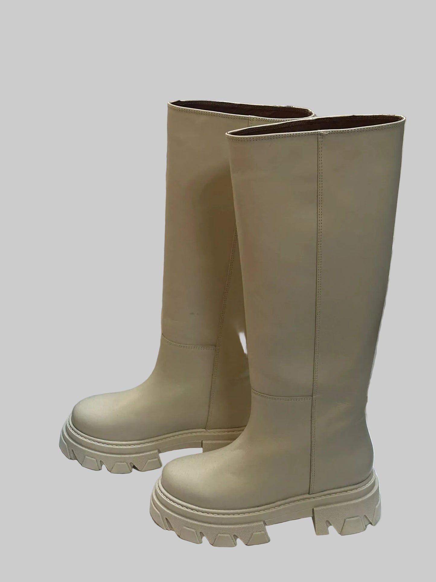 ALOHA Katiuska Cream Leather Knee-High Boots Eu 37 UK 4 RRP £200