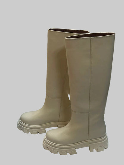 ALOHA Katiuska Cream Leather Knee-High Boots Eu 37 UK 4 RRP £200