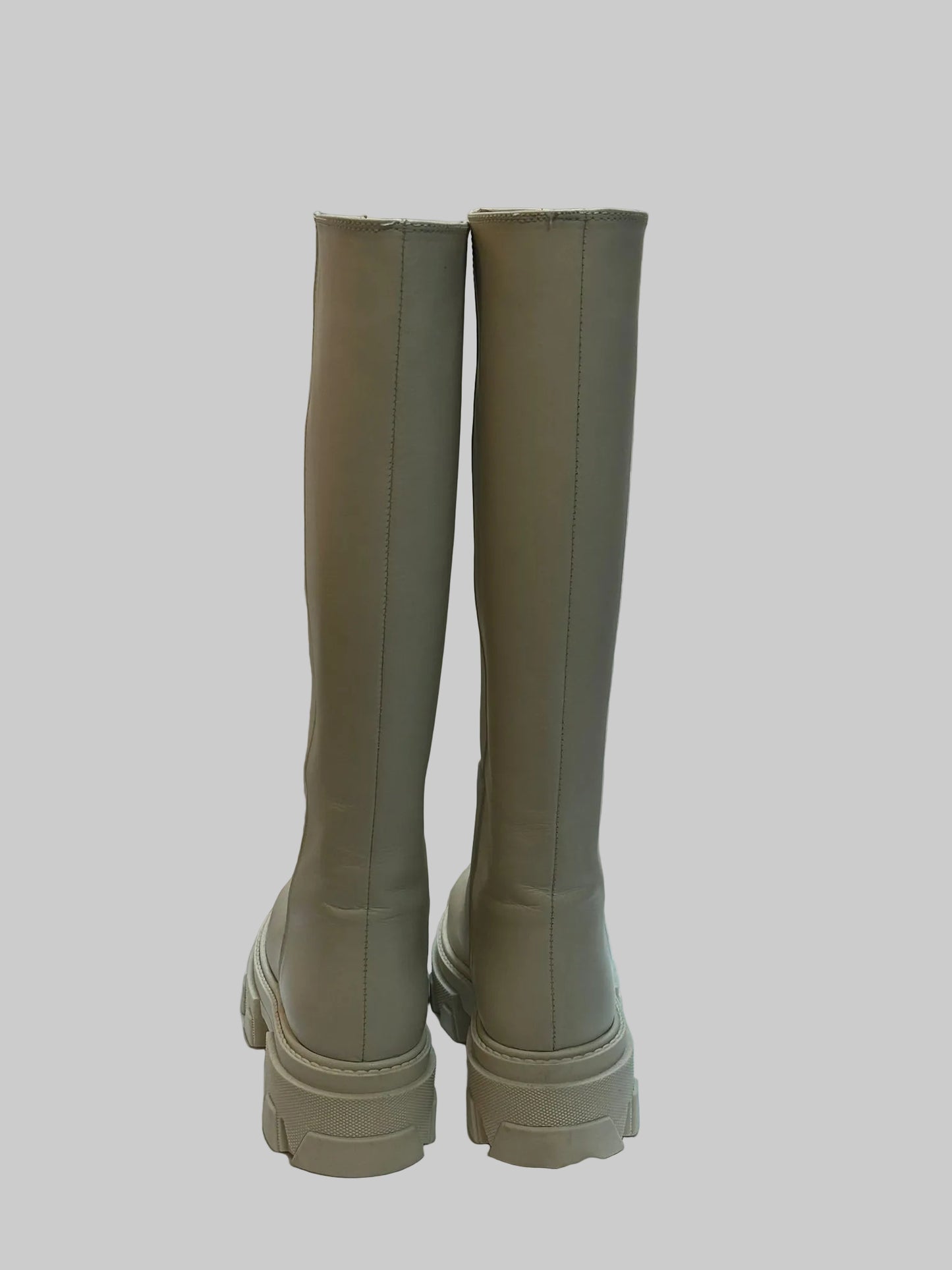 ALOHA Katiuska Cream Leather Knee-High Boots Eu 37 UK 4 RRP £200