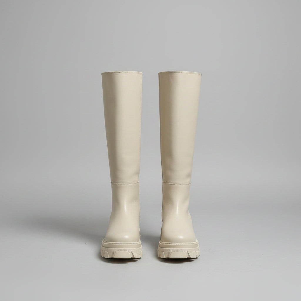 ALOHA Katiuska Cream Leather Knee-High Boots Eu 37 UK 4 RRP £200