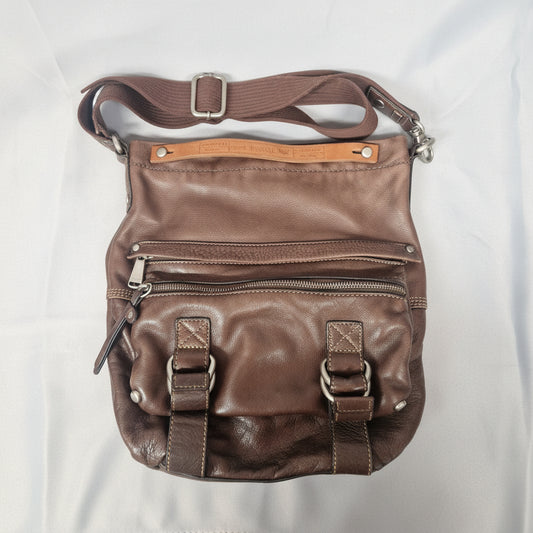 Fossil Brown leather crossbody bag