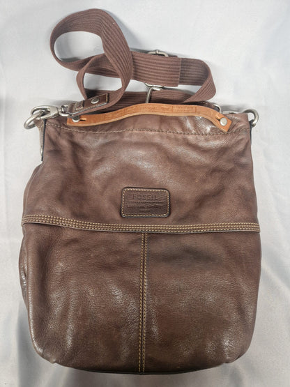 Fossil Brown leather crossbody bag