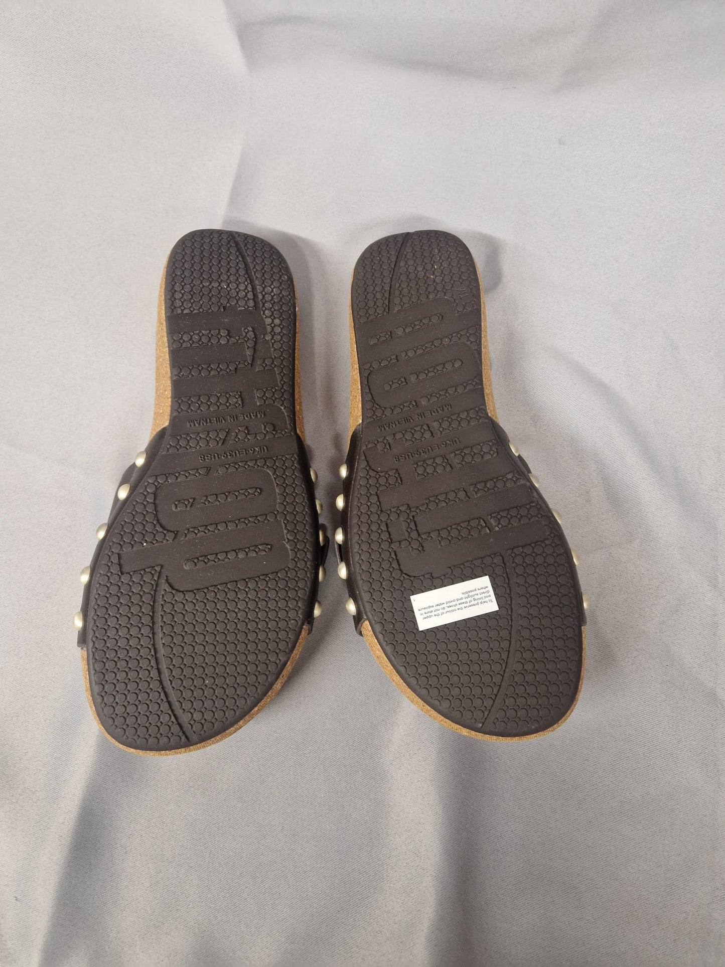 Women's Iqushion adjustable buckle brown leather sliders uk 6/ EU 39 NEW
