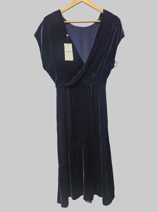 Whistles Mina Silk Mix Velvet Dress UK 6 EU 34 - New With Tags