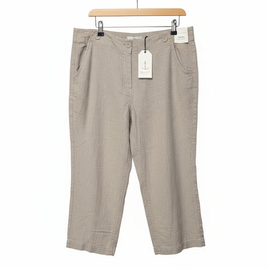 Seasalt Cornwall Brawn Point Cropped Trousers size 14, Calico, new with Tags