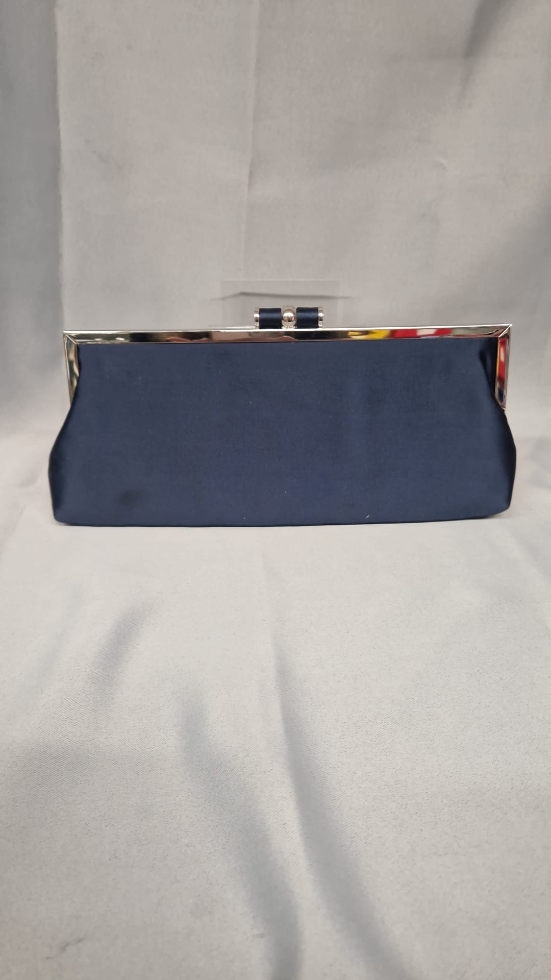 Phase Eight Navy Satin Clutch - Chain Evening Bag - Blue