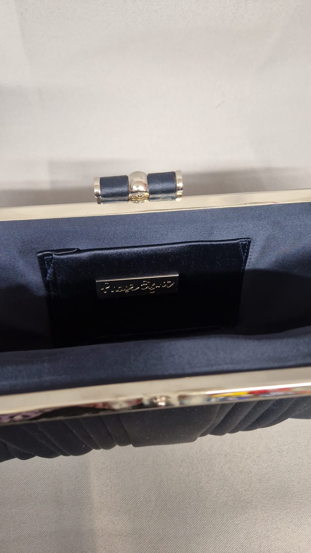 Phase Eight Navy Satin Clutch - Chain Evening Bag - Blue