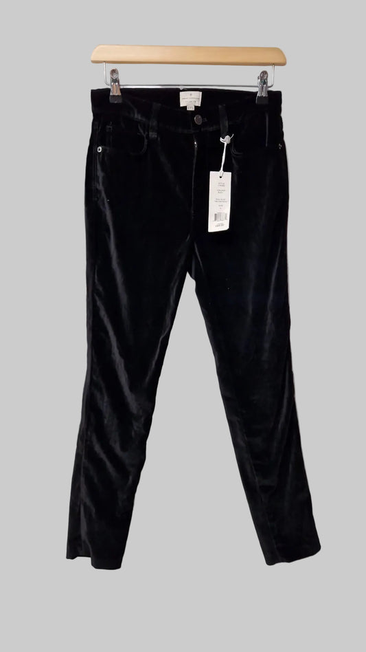 French Connection Black Ryha Velvet High-Rise Skinny Trousers UK 10 EU 38