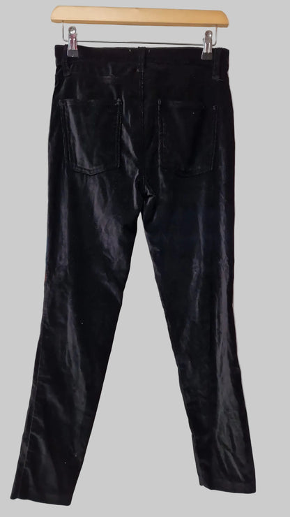 French Connection Black Ryha Velvet High-Rise Skinny Trousers UK 10 EU 38