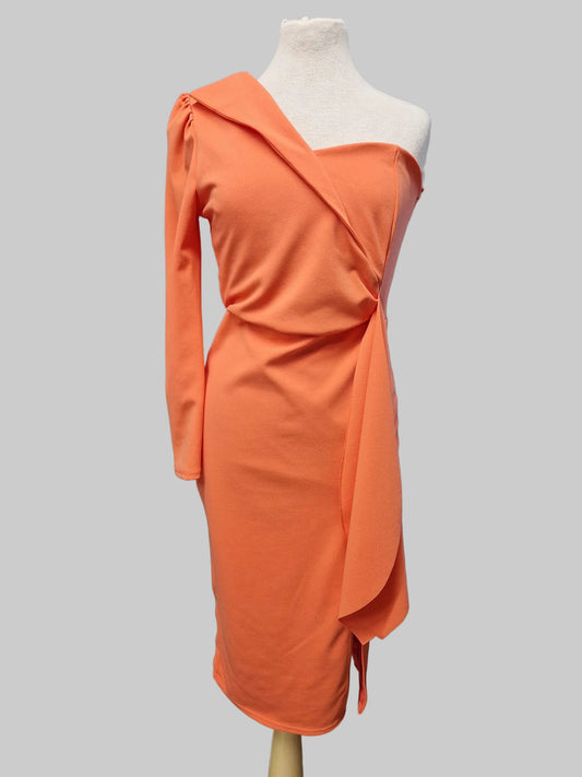 Forever Unique size 12 Coral one sleeve dress, New With Tags