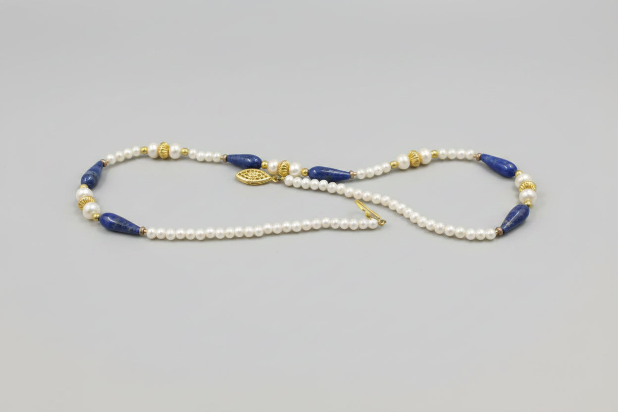 Lapis and Pearl Necklace by Past Times