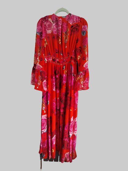 Camilla long Sleeved Beautiful 100 % Silk Dress Size S
