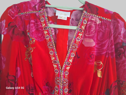 Camilla long Sleeved Beautiful 100 % Silk Dress Size S