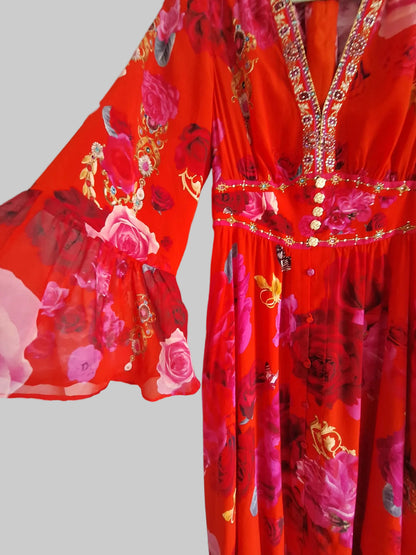 Camilla long Sleeved Beautiful 100 % Silk Dress Size S