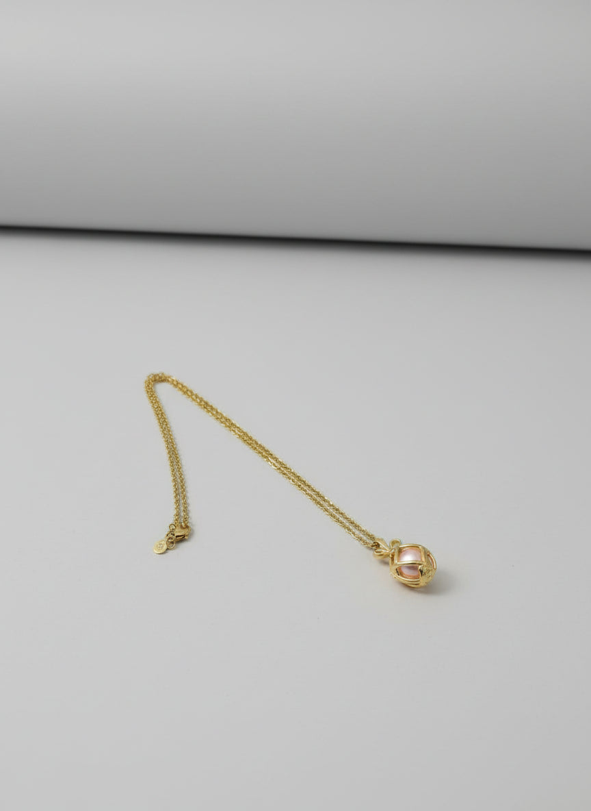 Vintage Joan Rivers Gold Plated Interchangeable Caged Ball Necklace