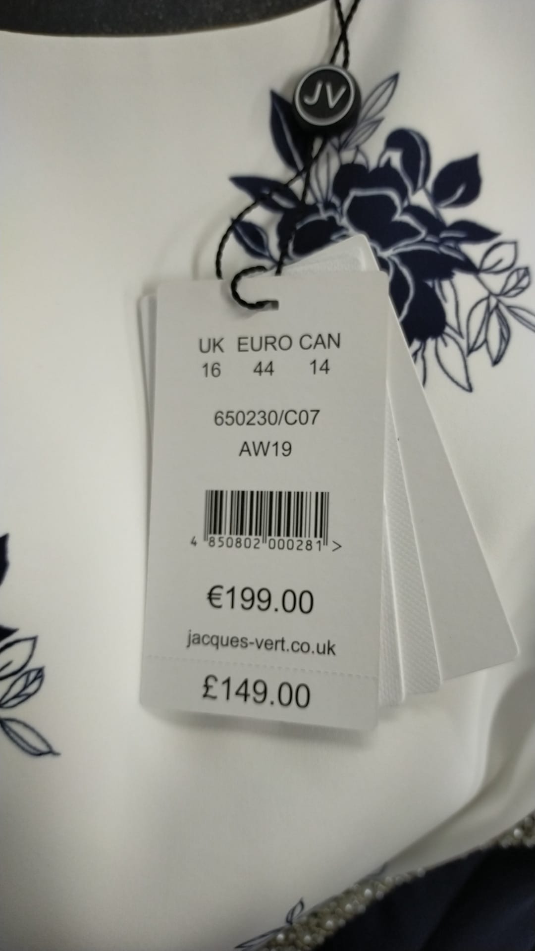 NEW Jacques Vert White Navy Dress (RRP: £149)