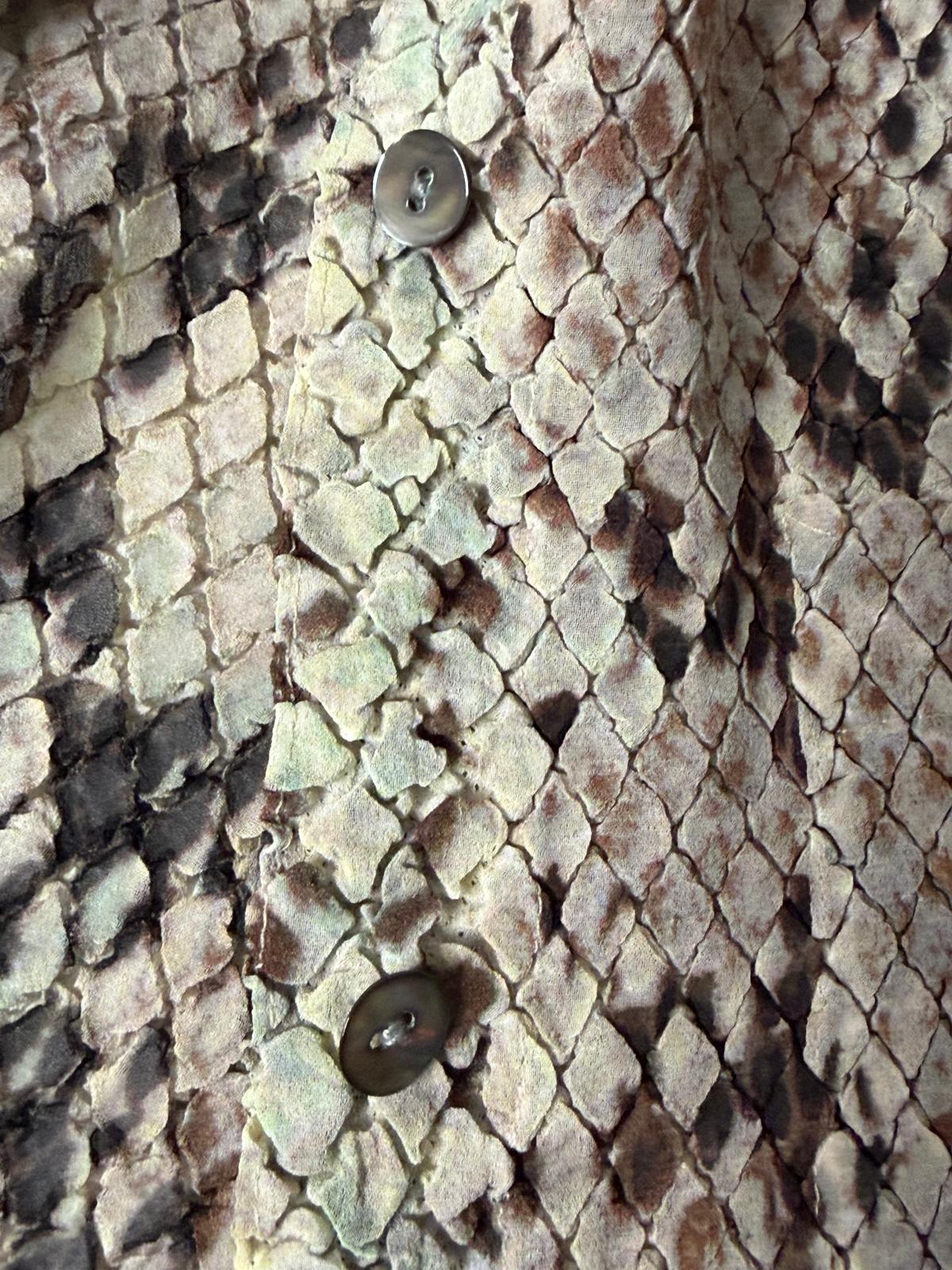 VINTAGE YOSHIKI HISHINUMA Shibori Pleated Snake Print Shirt - Avant-Garde - 100% Charity