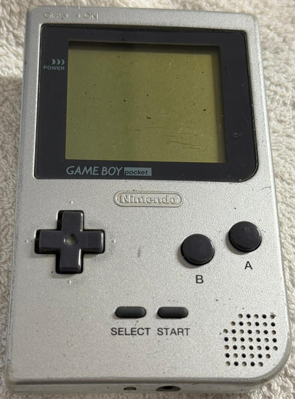 USED - Nintendo Game Boy Pocket Silver Console Bundle + 4 Games (Donkey Kong, Mystical Ninja) - 100% Charity