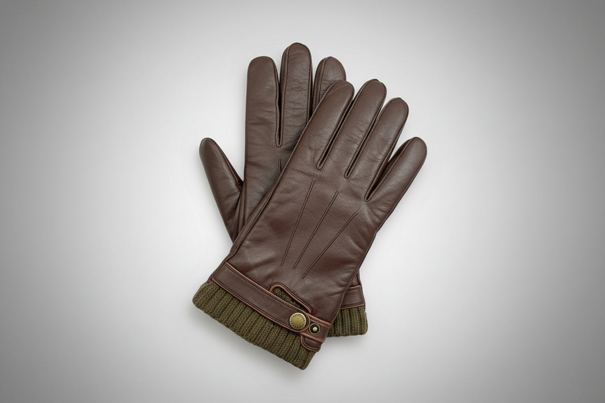 Ted Baker Brown Leather Driving Winter Gloves - Good Used Condition