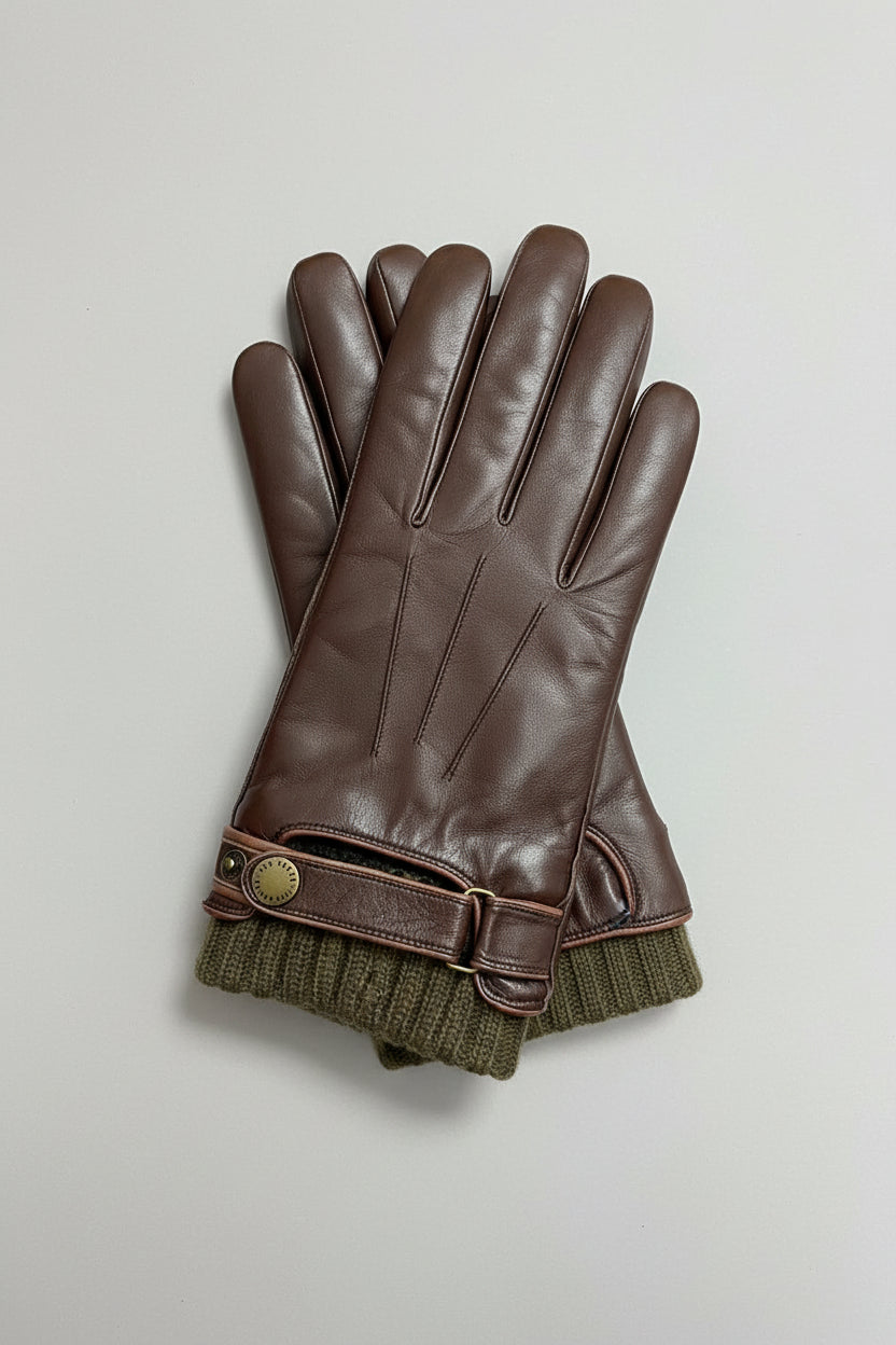 Ted Baker Brown Leather Driving Winter Gloves - Good Used Condition