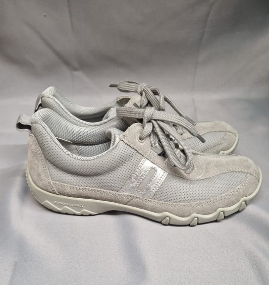 Hotter Ortholite Stability Grey Lace-Up Trainers UK 4 EU 37 - Good Used Condition