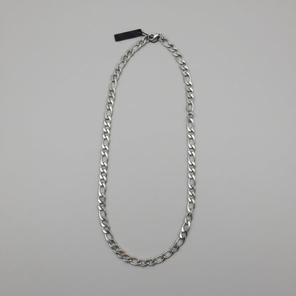 Silvadore 9mm Figaro Mens Necklace - 24" Stainless Steel Silver Chain & 2" Chain Extender