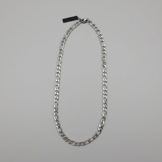 Silvadore 9mm Figaro Mens Necklace - 24" Stainless Steel Silver Chain & 2" Chain Extender