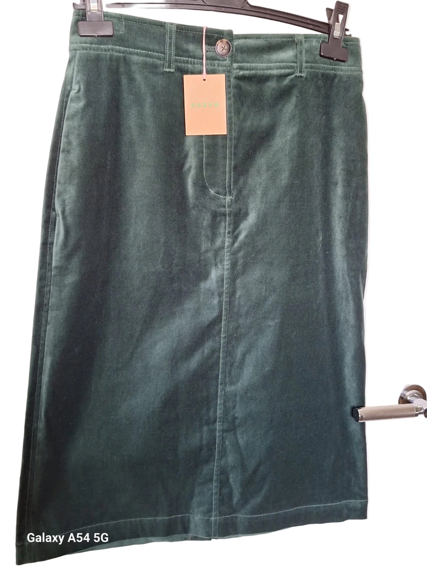 BNWT Boden Green Velvet  Knee Length Skirt Size UK 10 Regular EU 38