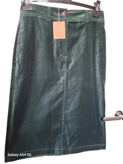BNWT Boden Green Velvet  Knee Length Skirt Size UK 10 Regular EU 38