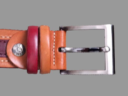 Men's GP & Max Leather Belt Tan and Brown 120cm in Length Very Good Used Condition