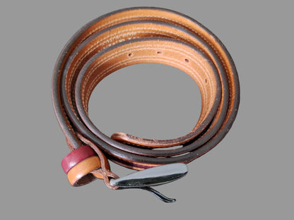Men's GP & Max Leather Belt Tan and Brown 120cm in Length Very Good Used Condition