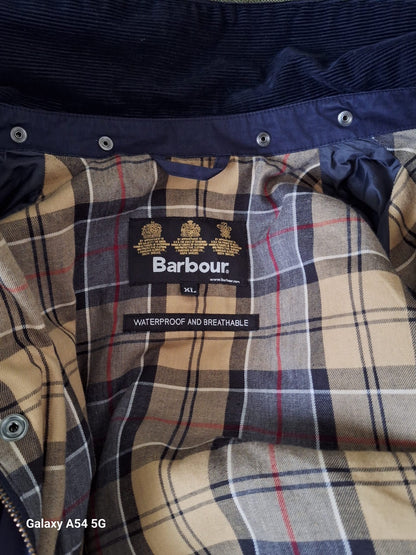 Men's Navy Barbour Waterproof Bedale Jacket Hooded Size XL Very Good Used Condition