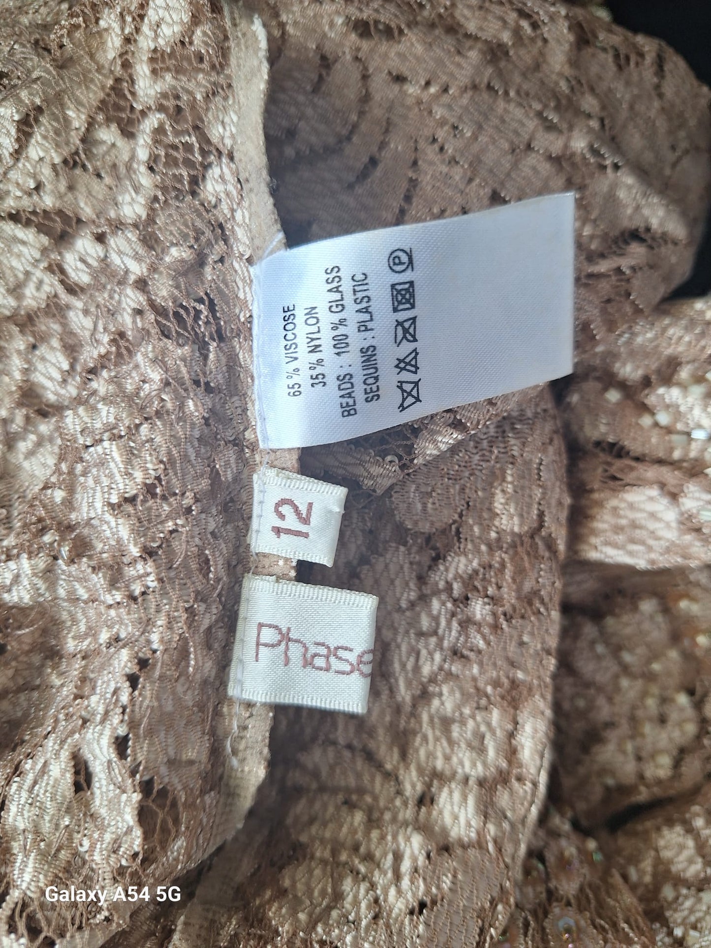 Monsoon Ladies Gold Sequin Spaghetti Strapped Dress and Jacket Size 12 In Excellent Used Condition