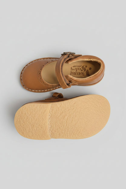 Young Soles Mary Jane Kids Shoes In Tan Leather - Size 25