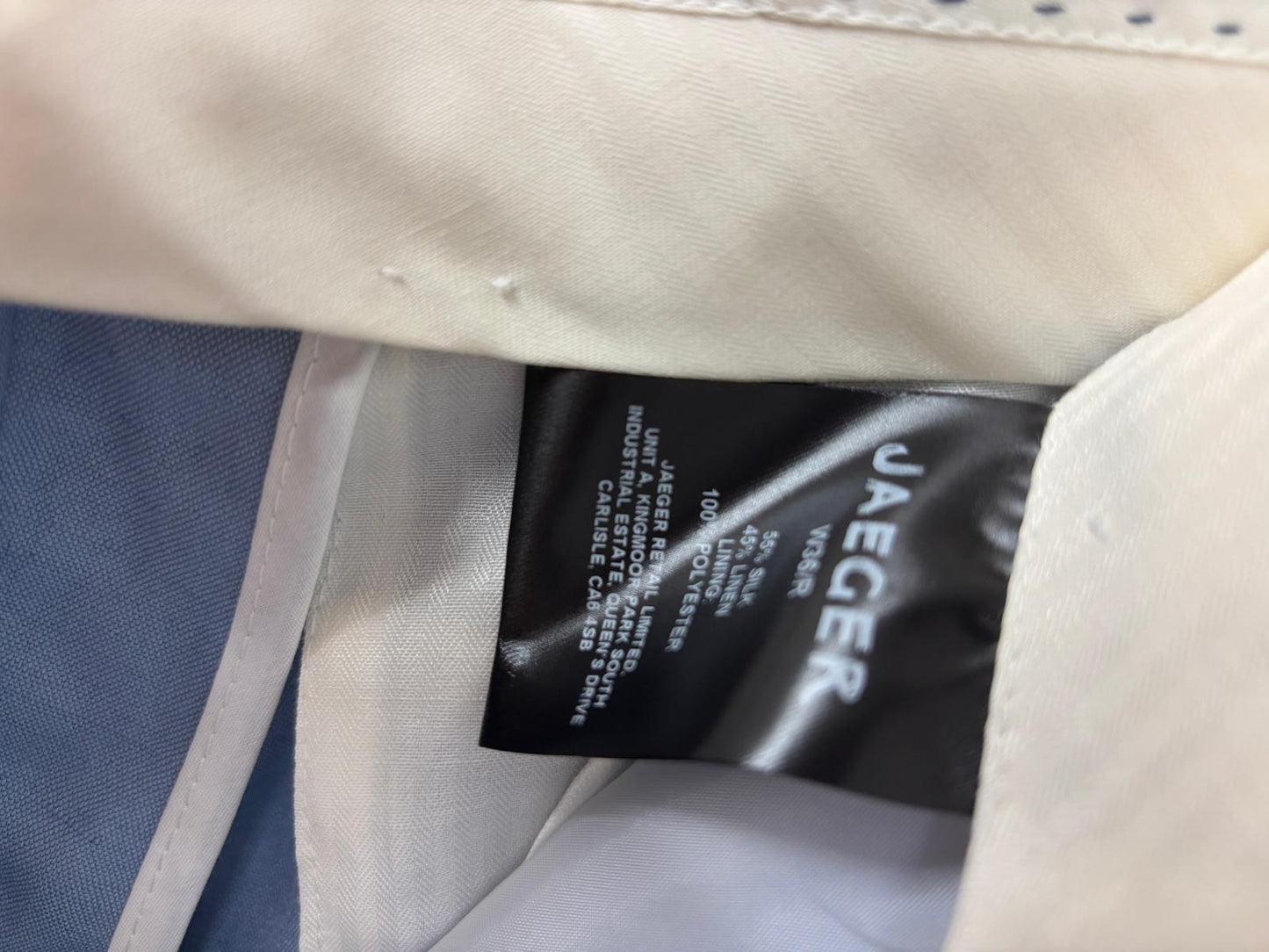 BNWT Jaeger Blue Trousers Size 36 Regular Silk Linen Chinos 36R £124